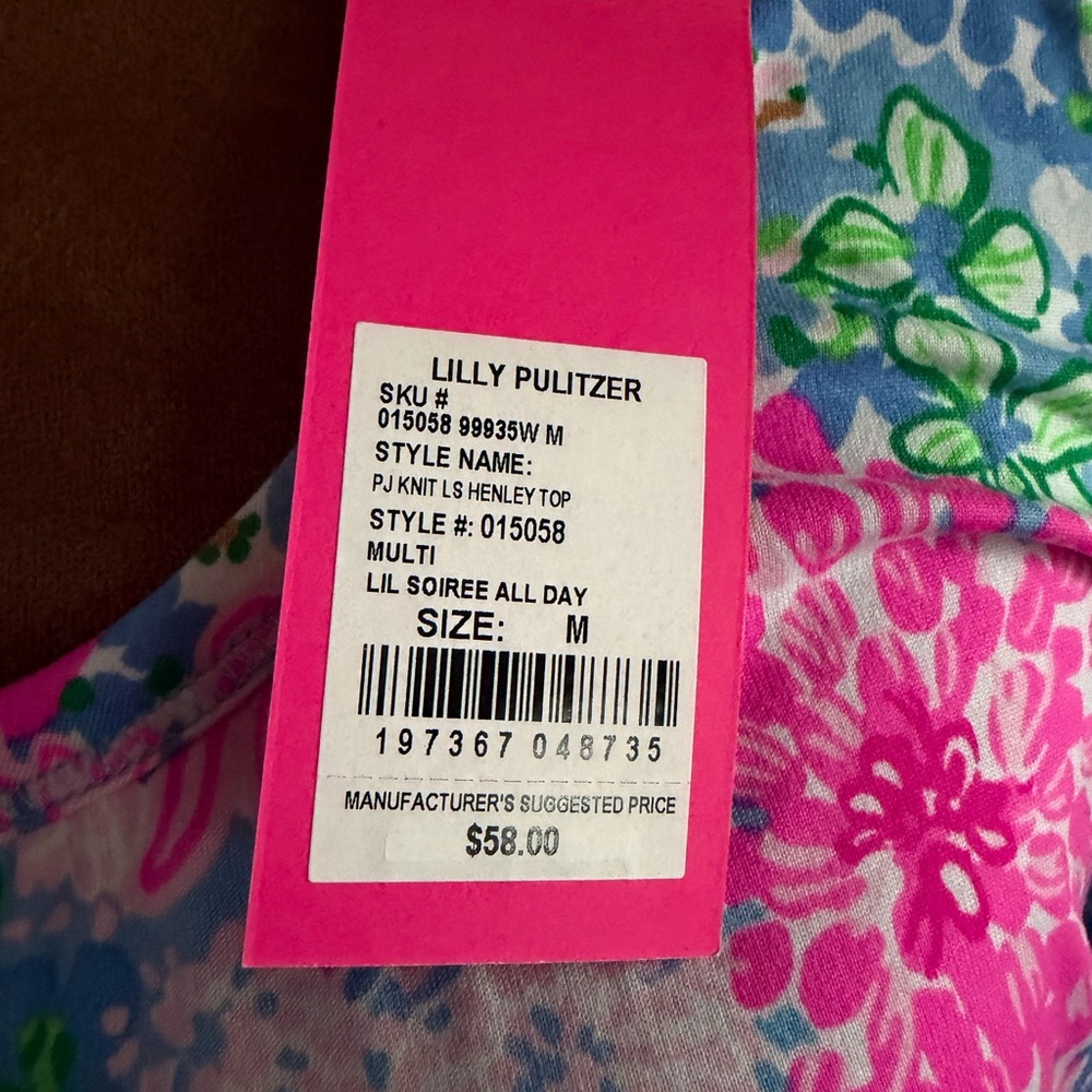 Lily Pulitzer PJ knit LS Henley top - Picture 4 of 5